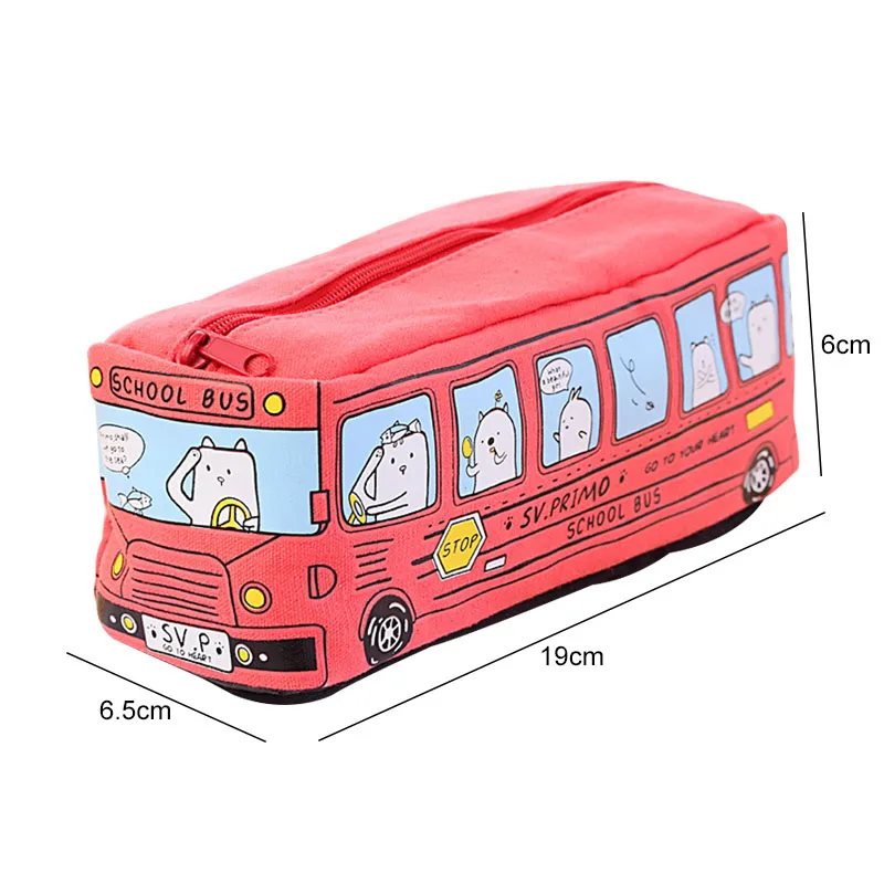Чехол для карандашей в форме школьного автобуса, сумка для карандашей в виде милых животных, креативная коробка для ручек на молнии для студентов, детских канцелярских принадлежностей, сумка для хранения, Органайзер