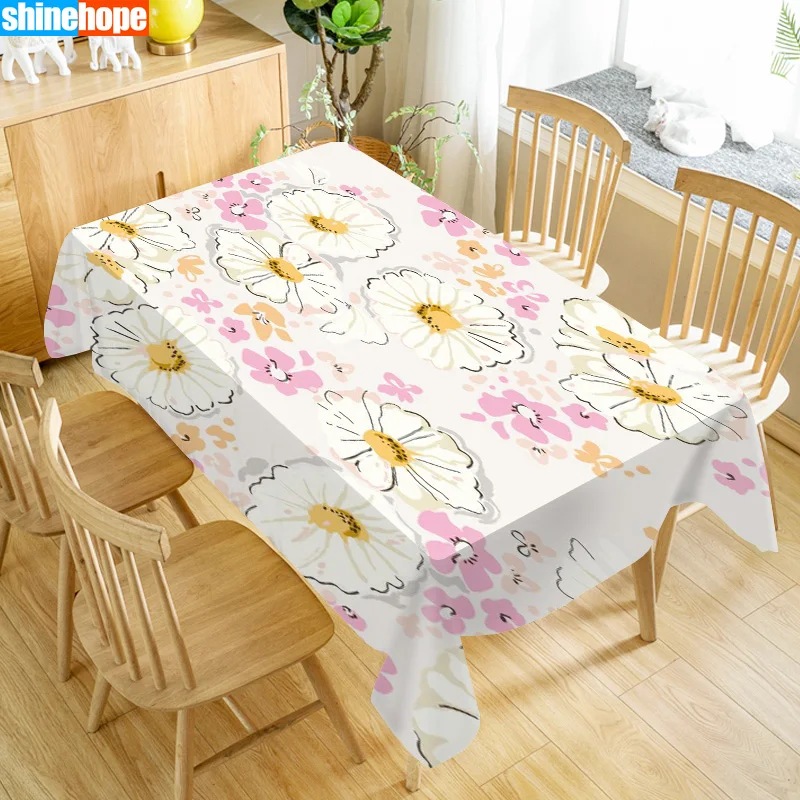 

Small Floral Tablecloth Waterproof Fabric Rectangular Dust-proof Table Cover For Party Home Decor TV Covers