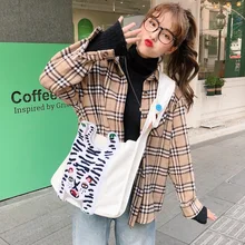 Повседневная сумка на плечо с милым животным узором из овечьей шерсти, сумка-мессенджер для девочек, школьная сумка для женщин, большая емкость, эко складная сумка для покупок