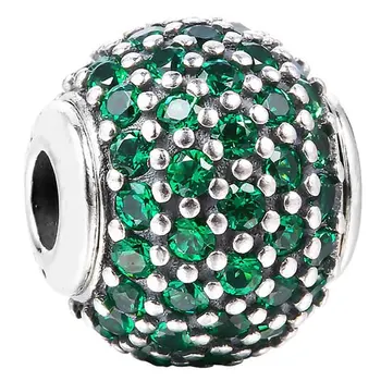

Top Quality 925 Sterling Silver Bead Charm Prosperity With Green Cubic Zirconia Bead Fit Pandora ESSENCE Bracelet Diy Jewelry