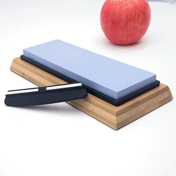 

(240 Grit Sharpening stone+Bamboo base+Knife holder) Set knife sharpener whetstone Home kitchen tools blade sharpener