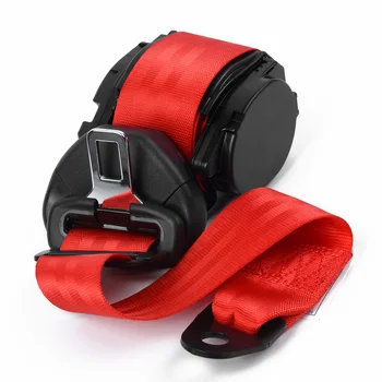 

Red 3-Point Car Front Seat Belt Buckle Kit Automatic Retractables Safety Strap