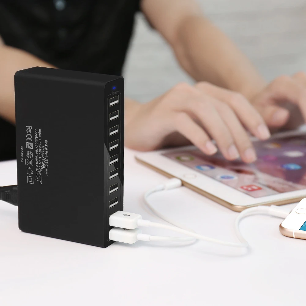10 USB порты быстрой зарядки зарядное устройство док станция с кабель 50 Вт US AU