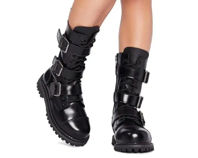 Ladies black buckle boots Clearance