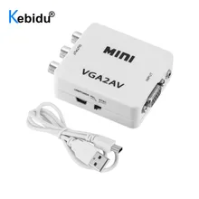 Mini hd 1080p vga para rca conversor adaptador com 3.5mm rca auido saída de vídeo vga ao conversor av para computador tv