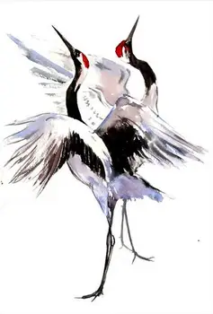 

Two Dancing Crane Artwork Modern Art Film Print Silk Poster Home Wall Decor 24x36inch