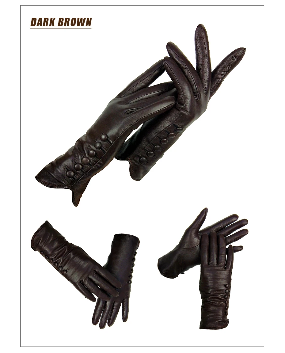 Gants En Cuir Véritable Hiver Automne Dames