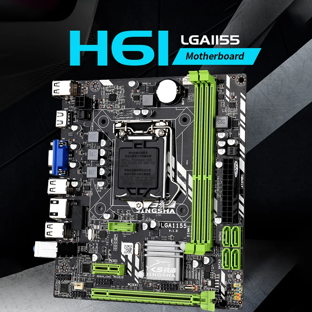 Материнская плата Jingsha H61 материнская DDR3 LGA1155 32 ГБ четыре ядра нити для дома офиса