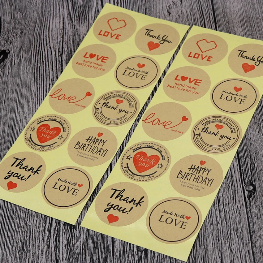 B 100 pcs 100 шт./лот, Круглый винтажный крафт-стикер, спасибо, сделай сам, многофункциональная клейкая упаковка, уплотнительная этикетка, наклейка, Подарочная наклейка s - Цвет: B 100 pcs