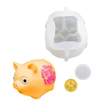 

Cute Piggy Bank Coin Resin Mold Silicone Resin Pendant Mold Jewelry Making Tools 634D