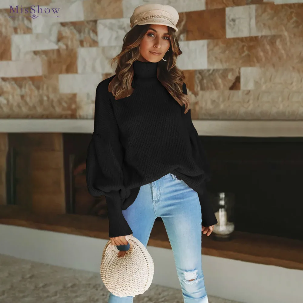 

Loose Knitted Sweater Long Sleeve Flare Pull ver Negative Sweater Autumn Winter Jumper Pull Femme Sueter