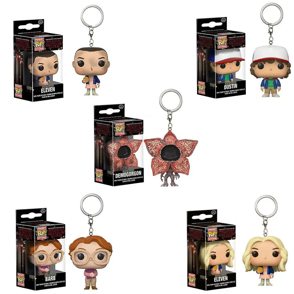 

FUNKO POP POCKET 4cm Stranger Things Vinyl KeyChain DEMOGORGON DUSTIN ELEVEN BARB Collection Action Figure Toys Model Vinyl