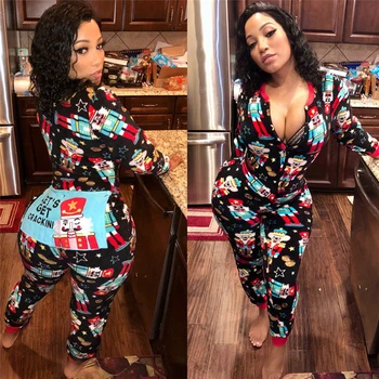 

Women Christmas Playsuit Pajamas Club Bodycon Loungewear Costume Jumpsuit Romper