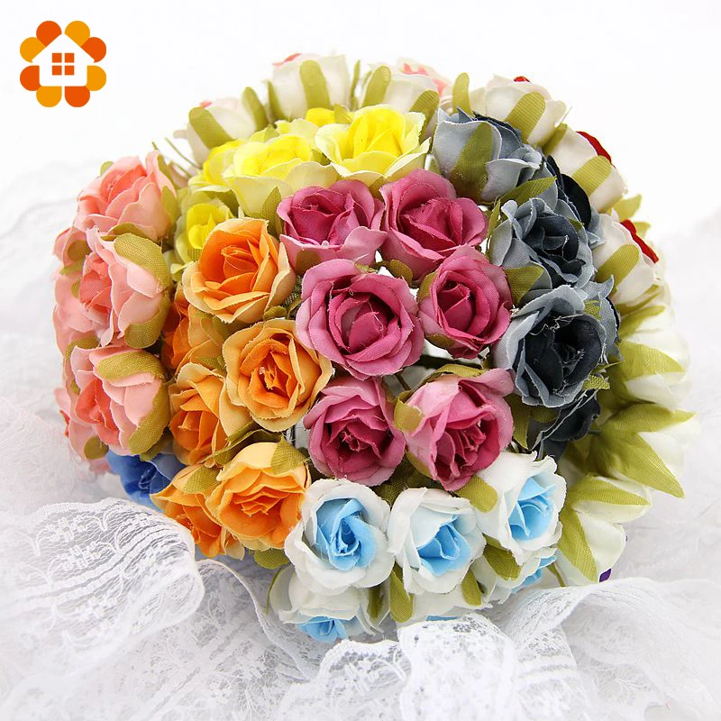 DIYHouse® 6pcs/lot 2cm Decorative Silk Scrapbooking Mini Rose Artificial Flowers 