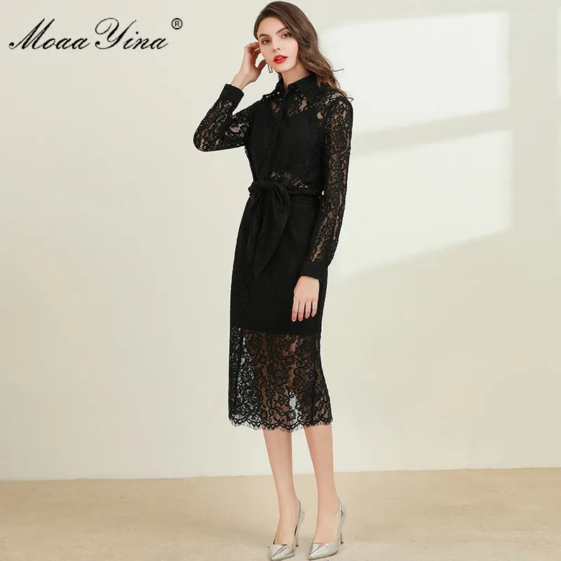 Женский дизайнерский комплект MoaaYina из рубашки с длинным рукавом и юбки ягодицами