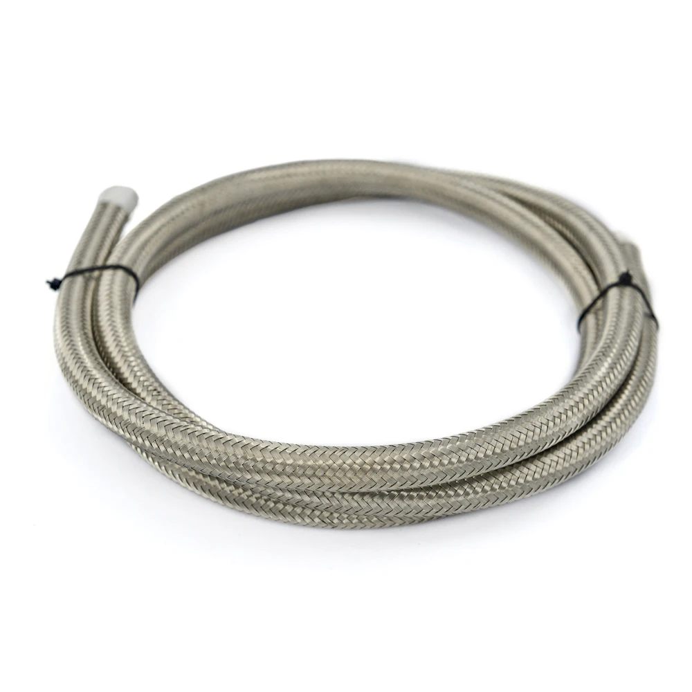 Universal 1M AN Racing Fuel Hose Stainless Steel Braided Brake Fuel Oil Line AN6 AN8 AN10 Hose Pipe Silver