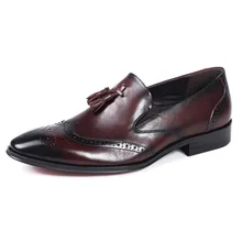 Italian Designer Brogue Shoes For Men Oxford Genuine Leather Shoe Formal Quality Crocodile Pattern Tassel Dress Shoe Italian Designer Brogue Shoes For Men Oxford Genuine Leather Shoe Formal Quality Crocodile Pattern Tassel Dress Shoe