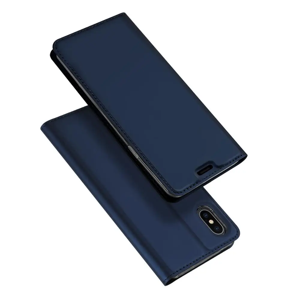 Кожаный чехол для iphone 7 чехол флип чехол s etui iphone X XR 6 6S 8 Plus coque 11 Pro Max funda Xs Max сплошной цвет деловой чехол - Цвет: Blue