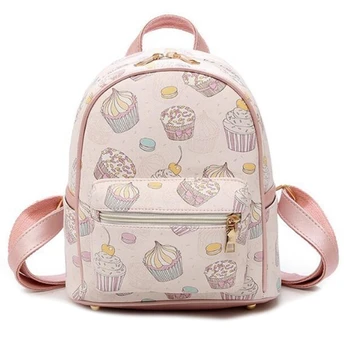 

Women'S Pu Leather Cute Print Female Backpack Female Cartoon Small Backpack Girl Backpack