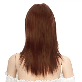 

MUMUPI Fake hair straight wig natural black brown for women party cosplay lolita synthetic fiber