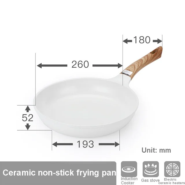 Ceramic frying pan cookware set pot and non stick cooking pan set breakfast crepe pan honeycomb wok kitchen enamel pan #L white 