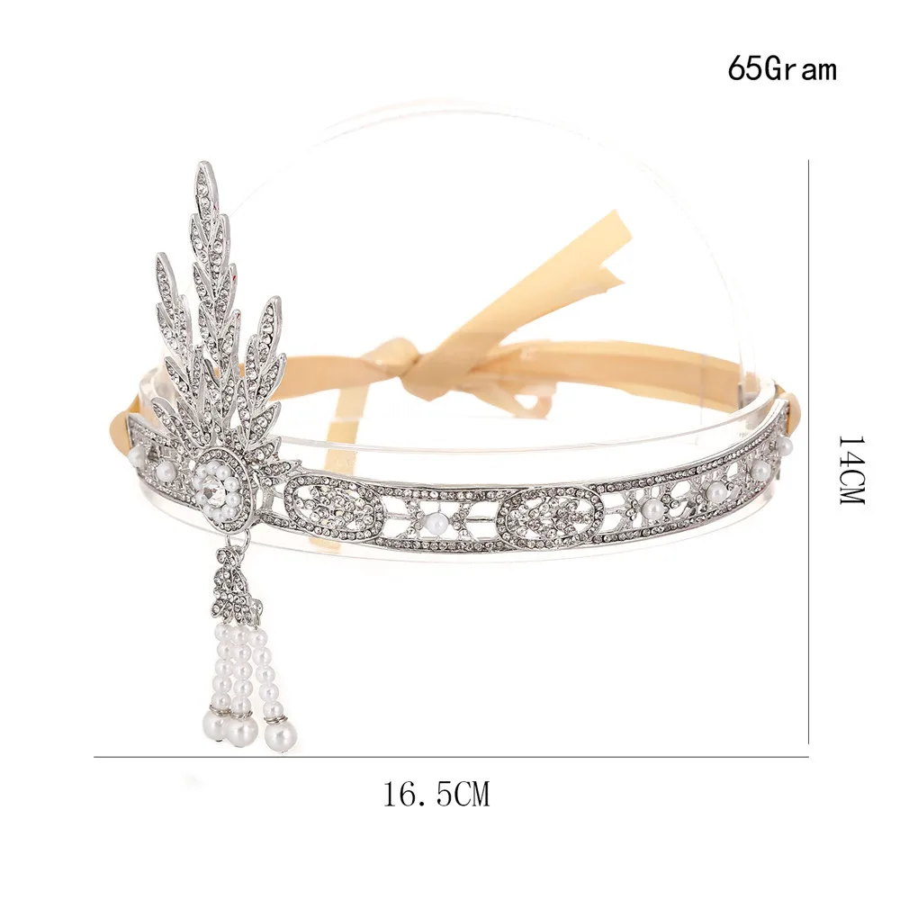 Винтажный ободок для волос 1920 s, модные аксессуары Great Gatsby, Кристальный лист, свадебный головной убор, жемчужная, розовая, Золотая головная повязка для женщин, Свадебная