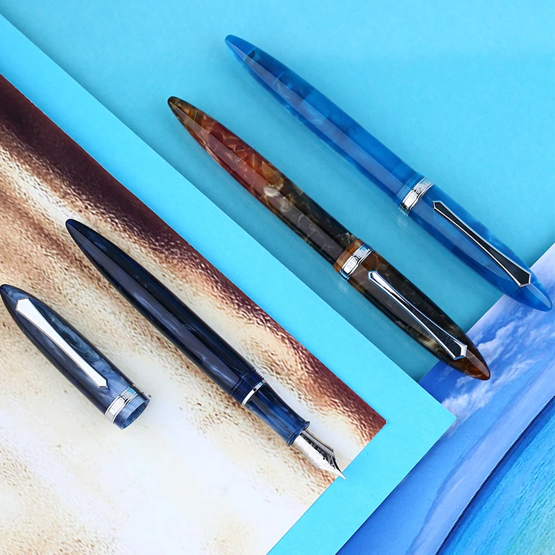 

PENBBS Resin Fountain Pen Fine Nib 0.5mm Ink Pens for Writing Student Stationery Gift Pens with Original Box School Supplies