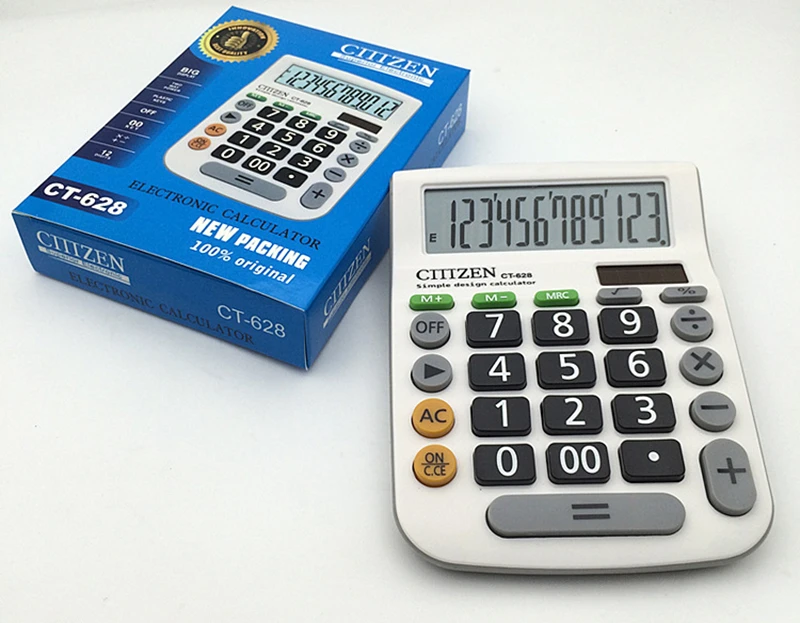 12 Digit Desk Calculator Large Button Financial Business Accounting Tool White Big Buttons Large Flat Student Calculator CT-628 (9)