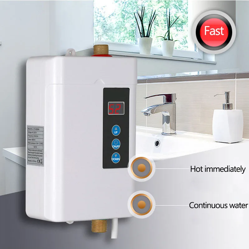 110/220V Instant Electric Water Heater Faucet Intelligent Touch Heating Fast 3 Seconds Hot Shower with Temperature Display 4000W