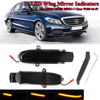 

Pair LED Side Rear view Mirror Dynamic Blinker Flowing Turn Signal Light For Mercedes Benz C Class W203 S203 CL203 2000-2007