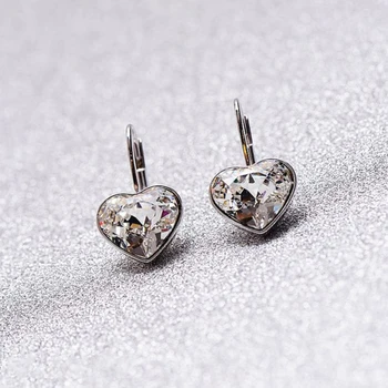 

New Heart Bella Dangle Earings Made with Austrian Crystal For Women Party Wedding Bridal Bijoux Accessories Best Jewellery Gift