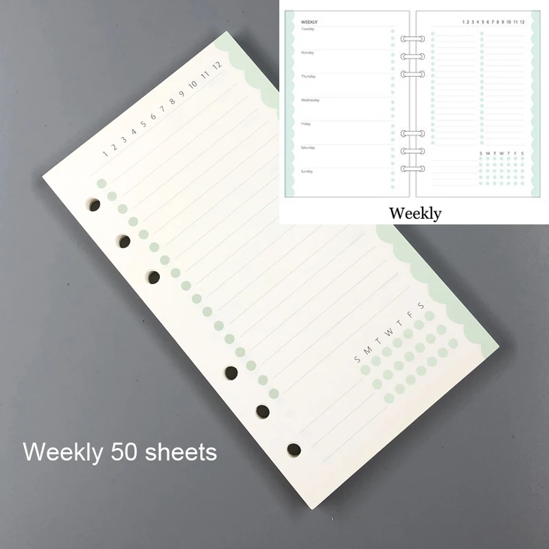 bolang weekly Fromthenon милый блокнот для Filofax Dokibook спиральный планировщик A5A6A7 дневник внутренний ядро Weekl ежемесячный точечный наполнитель бумага - Цвет: bolang weekly