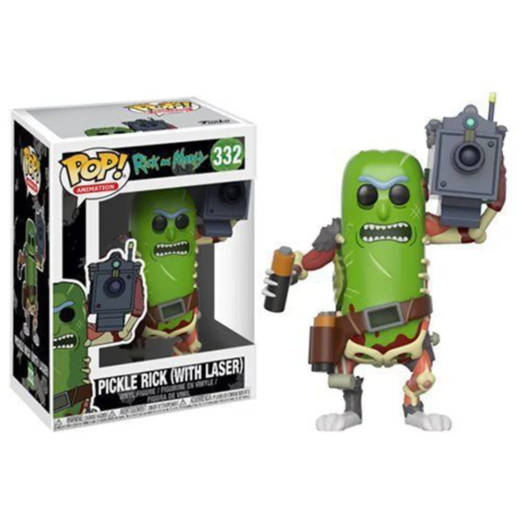 Funko Pop Pickle Rick and Morty Mr. meeseeks Pickle Rick игрушки фигурка героини игрушки для детей на день рождения рождественские подарки - Цвет: 332 with box