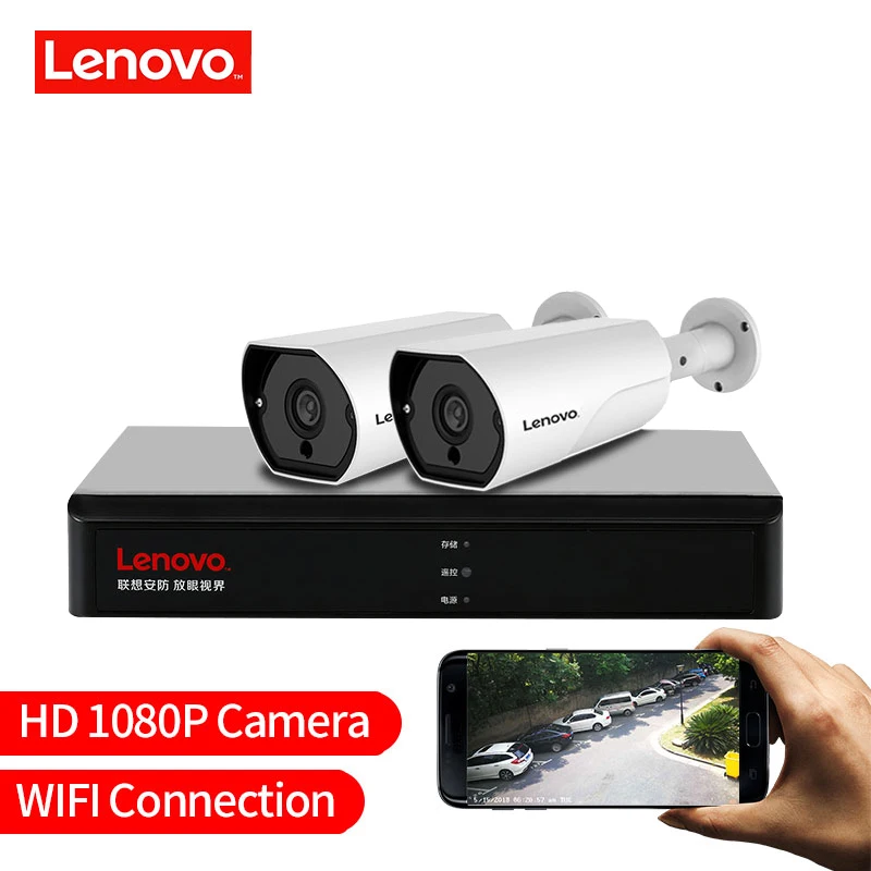 LENOVO 2CH 1080P POE NVR Kit 2.0MP HD камера видеонаблюдения системы безопасности аудио монитор ip-камера P2P уличная система видеонаблюдения