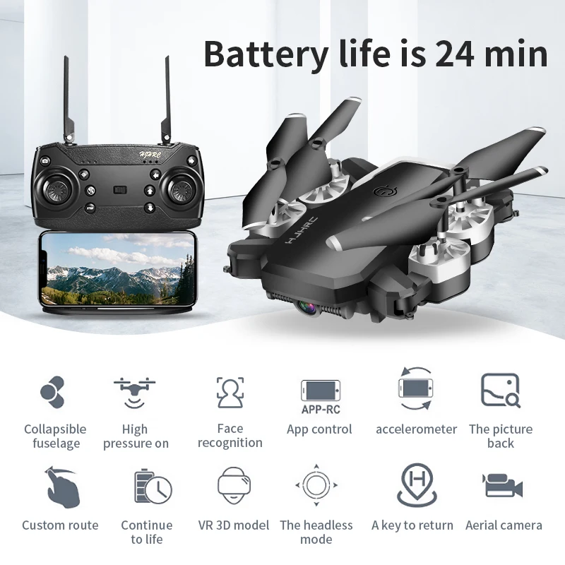 HJ28 Дрон длительное время полета 4K широкоугольный Камера Wi Fi Fpv Квадрокоптер