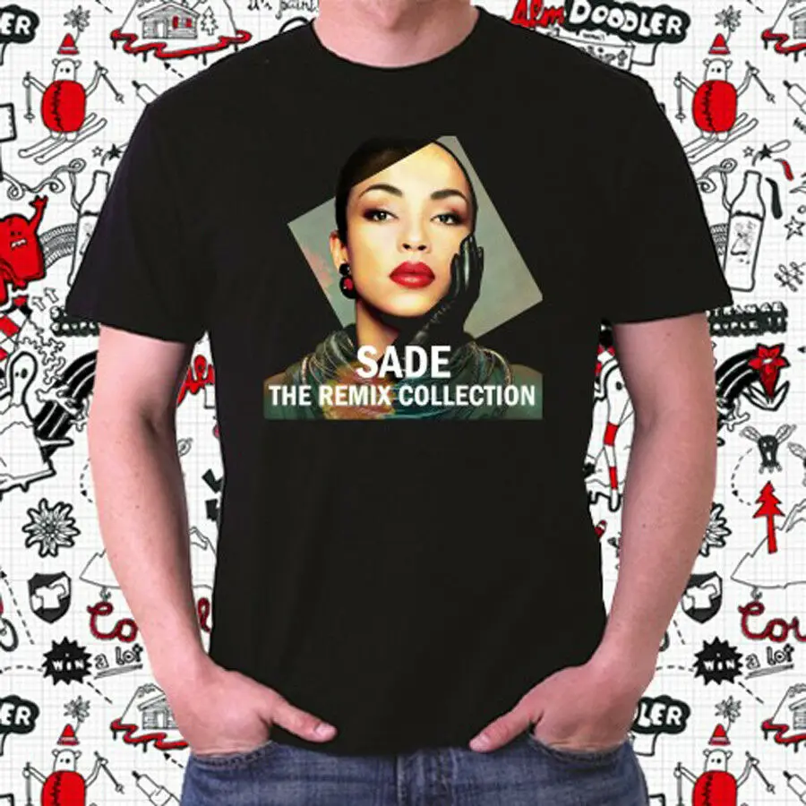 SADE известный певец * ремикс коллекция логотип мужская Черная Футболка размер S до