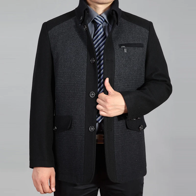 2020 Men Wool Jacket Autumn Woolen Coat Pea Сoat Winter Wool Blend Jacket Wool Coat Men Patchwork Korean Men Coat Stand Collar 2020 Men Wool Jacket Autumn Woolen Coat Pea Сoat Winter Wool Blend Jacket Wool Coat Men Patchwork Korean Men Coat Stand Collar