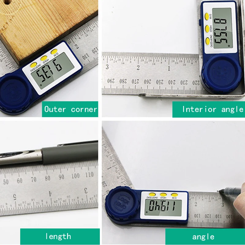 0-200 мм 7 дюймов цифровой Измеритель угла линейка транспортира 2 в 1 угломер уровень электронный угломер угол измерительный инструмент