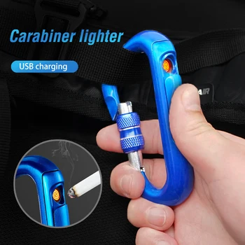 

Safety Buckle USB Electronic Lighter Replaceable Heat Coil Plasma Lighters Windproof Outdoor Hike Electronic Cigarette Lighter