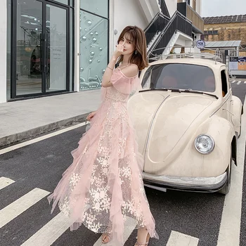 

Women's dresses 2020 summer new sexy suspenders chiffon mesh sexy dress women