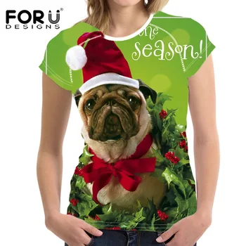 

Christmas Shirt New Arrive Green Xmas t Shirt Women Pug Dog 3D Print Fashion Cool Hip Hop Tshirt Streetwear Casual Summer Tops