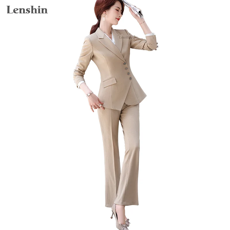 Four Button Asymmetry Pant Suit Fashion 