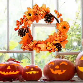 

2020 NEW Artificial Flower Ring Day Decoration Wreath Halloween Christmas Autumn Decoration Sunflower Pumpkin Simulation Wreath