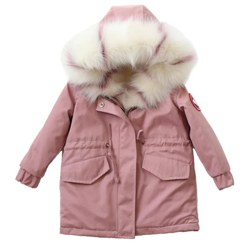 Детские зимние куртки с меховым капюшоном для мальчиков, куртки с искусственным мехом для маленьких девочек, детская верхняя одежда из кроличьего меха, детские парки, куртки и пальто с мехом