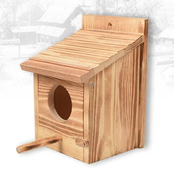 

Handmade Craft Pine Wood Bird Nest Classic Wide Entrance House Birds Bed Creative Birds House for Outdoor Garden Birds Supplies