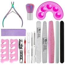 

16 Pcs Nail Art Manicure Tools Set Dust Brush Stainless Steel Nail Nipper Nail Cuticle Oil Nail Care Tool Kits