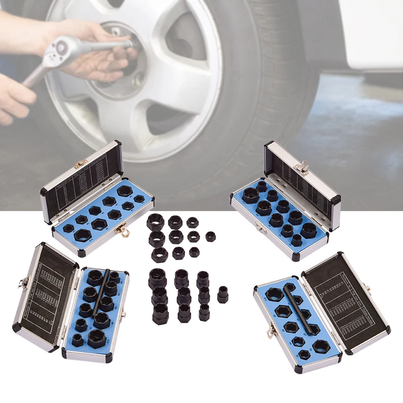 En Ligne 10 pièces ensemble 11 pièces ensemble boulons endommagés écrous vis extracteur outils de retrait ensemble outils de filetage Kit écrous noirs avec 6 Styles