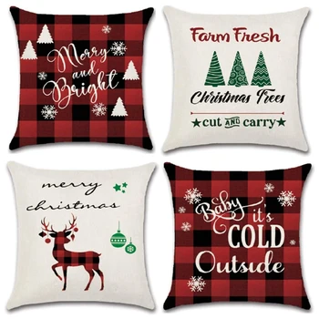 

Christmas Pillow Covers, Black Red Plaid Decorative Holiday Christmas Throw Pillow Covers Christmas Decor