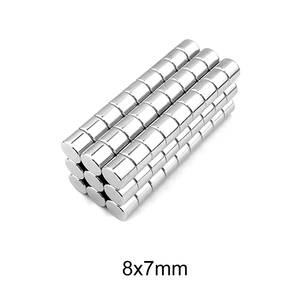 10~160PCS 8x7 mm Small Round Strong Cylinder Rare Earth Magnet disc 8mm x 7mm Neodymium 8x7mm Permanent magnet 8*7 | Обустройство