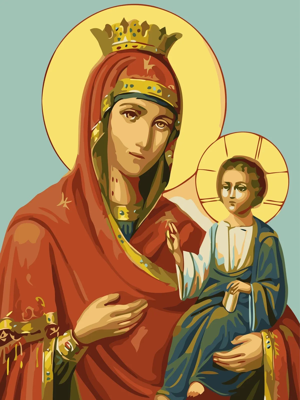 Painting By Numbers On Canvas Painting Set Феодотьевская Icon Божией Mother1694 30x40 Picture